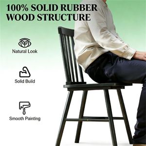 Juego de Cuatro Sillas de Comedor de Madera Negra, Sillón de Cocina con Asiento Cómodo para Uso Doméstico - Product Image 2
