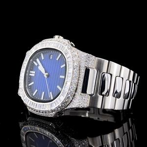 Custom Moissanite Diamond <b>Wrist</b> <b>Watch</b> <b>For</b> Unisex With Numeric Blue Dial Luxury Custom Hand Mad Design <b>Watch</b> Only Bezel <b>Watch</b> - Product Image 2
