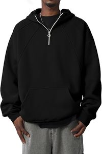 Sudadera con capucha y cremallera de un cuarto para hombre, de corte holgado y estilo oversize - Product Image 3