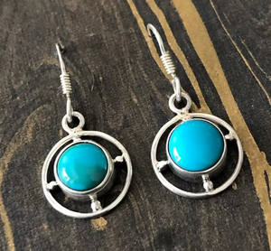 Turquoise Gemstone 925 <b>Sterling</b> <b>Silver</b> Drop Earrings Bohemia Style Women's Jewelry Everyday Wear - Product Image 2