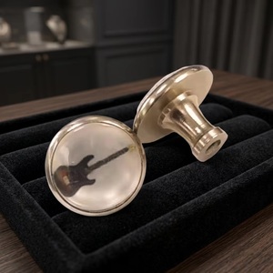 Pomo Redondo de Latón para Mueble con Diseño de Guitarra y Cubierta de Cristal, Tirador Moderno, Ecológico y Duradero para Cajones y Puertas - Product Image 1