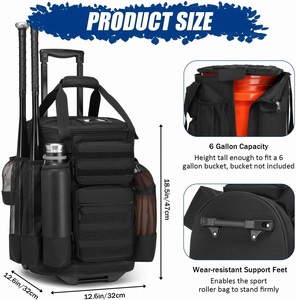 Sac seau de baseball/softball RTS avec roulettes, style tactique, polyester, couleurs personnalisées, pour accessoires d'entraînement, organisateur – Commandez maintenant - Product Image 3