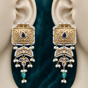Pendientes Chandbali de Perlas Kundan Chapados en Oro al por Mayor, Joyería de Moda para Bodas Pakistaníes, Pedido al por Mayor - Product Image 6