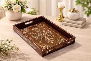Wooden Serving Platters Wooden Charcuterie Boards for Party Food Dish Rectangle Acacia Wood <b>Trays</b> Home Decor - Product Image 6