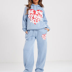 Survêtement léger en coton/polaire pour femme, imprimé, coupe ample, avec logo personnalisé, coupe-vent, vente en gros - Product Image 1