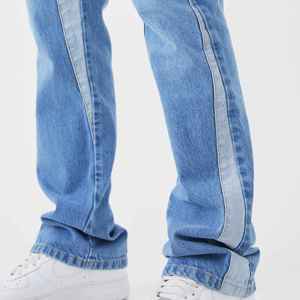 Custom High Quality Men's Baggy Flare Jeans Loose Fit Vintage Stacked Denim <b>Pant</b> Mid Waist Washed <b>Pant</b> - Product Image 4