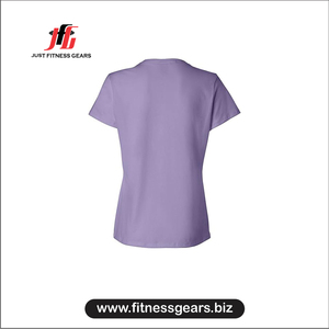 Women's O-Neck Short Sleeve <b>T</b>-<b>Shirt</b> Solid Purple Knitted Casual Wear Regular Fit All Seasons - Product Image 3