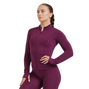 Venta caliente de invierno de las mujeres Slim Fit Tight manga larga gimnasio Tops personalizado Fitness deportes prendas de vestir Yoga chaquetas con cremallera - Product Image 2