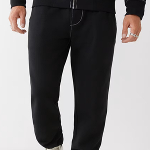 Pantalones Deportivos Negros de Algodón para Hombre, Cintura Elástica, Bolsillos Laterales, Joggers Casuales, Tejido de Punto Medio, Ropa de Otoño - Product Image 3