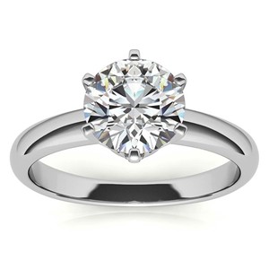 Anillo Clásico de 6 Puntas en Oro Blanco de 10K con Moissanita de Corte Brillante Redondo de 1.3 Quilates, Anillo de Compromiso Solitario - Product Image 1