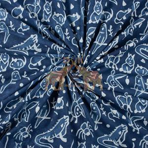 Sustainable Handmade Indigo Cotton Textile with Unique Animal Designs Artisan Crafted Cotton Fabric - Product Image 4
