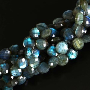 Perles de labradorite naturelle facettées en forme de cœur, 11-12 mm, bleu flash, perles de pierres précieuses de labradorite, brin de 8 pouces pour la création de bijoux - Product Image 3