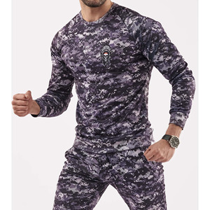 Unisex Purple Printed Three Quarter Sleeve Crew Neck Sportswear Set Quick Dry Lightweight Full Length 100% Cotton - Product Image 3