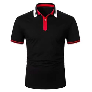 Chemise polo à manches courtes pour homme, style élégant, avec logo personnalisé imprimé, respirante, style décontracté, couleur noire - Product Image 1