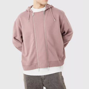 เสื้อฮู้ดดี้ผู้ชายผ้าฝ้ายแท้ 100% แบบใหม่ขายส่ง น้ำหนัก 450 กรัม ทรงโอเวอร์ไซส์ ซิปคู่ ไหล่ตก ลายปัก 3 มิติ สำหรับฤดูหนาว - Product Image 1