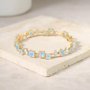 Ethiopian Opal Stone <b>Charm</b> Bracelet for Women 925 Sterling <b>Silver</b> Gold Plated Fire Opal Elegant Fine Jewelry Gift Her - Product Image 3