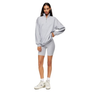 Pull à manches longues pour femmes, vente en gros, col montant, Zip, sweats à capuche, Support personnalisé, OEM 100% coton - Product Image 4