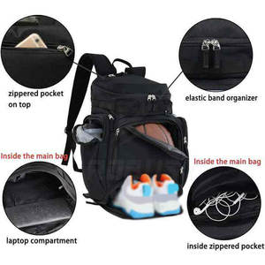 Sac à dos de basketball avec fermeture éclair, en polyester écologique, design léger, grande capacité pour équipement sportif et de basketball - Product Image 4