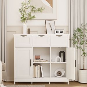 Mobili contenitori in legno assemblati con cassetti e ripiani, mobiletto decorativo per soggiorno, camera da letto, bagno - Product Image 5