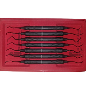 Juego de 7 Curetas Dentales Gracey de Grado Alemán, Instrumentos Manuales de Doble Extremo para Limpieza Dental, Acero Inoxidable con Recubrimiento Negro - Product Image 3