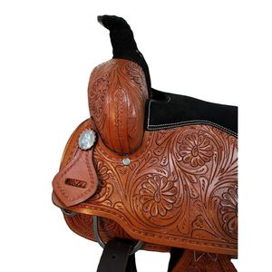 2025 ensemble de selle de dressage occidental de qualité supérieure outillé à la main 100% cuir de vachette durable et confortable en cuir marron pour chevaux - Product Image 4