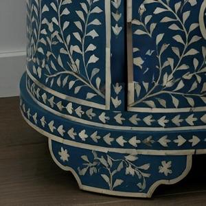 Mesa de Cajones con Incrustaciones de Hueso de ILAHI, Diseño Moderno con Detalles de Ágata, Almacenamiento de Tres Niveles, Mueble Portátil para el Hogar - Product Image 2