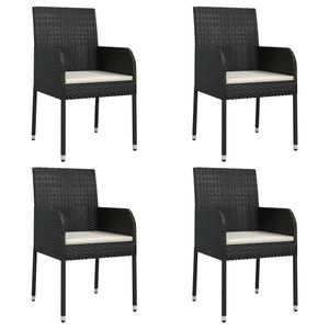 Juego de 4 Sillas de Jardín en Blanco Crema y Negro, Elegante Solución de Asientos para Exteriores - Product Image 2