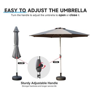 Ombrellone da Patio da 2,7 m con Manovella Inclinabile a Pulsante, Protezione UV, Impermeabile, Ombrellone da Giardino per Esterni 8 - Product Image 5