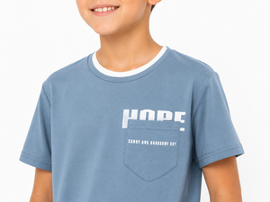 T-shirt décontracté en coton à manches courtes pour garçons, bleu, avec poche et motif imprimé, confortable et doux pour le quotidien - Product Image 4