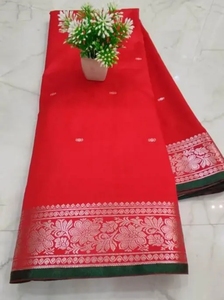 Sari de Seda Banarasi Zari Booti para Mujer de K V INTERNATIONAL con Borde Zari, Estilo Tradicional para Bodas, Fiestas y Diwali - Product Image 5