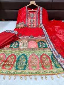 <b>Women</b> Floor-Length Salwar Kameez Embroidered <b>Kurta</b> Set Traditional Indian Pakistani Outfit Dupatta Quick Dry <b>for</b> Wedding - Product Image 2