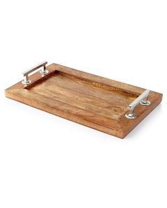 Plateau rectangulaire en bois de qualité supérieure avec finition lisse, plateau de service multifonctionnel pour la cuisine, pour aliments, boissons, fruits, collations et plus encore - Product Image 3