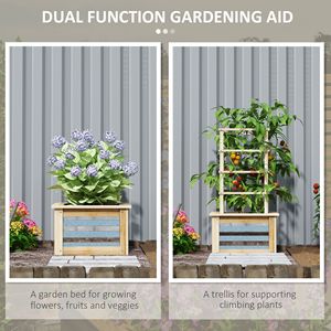 Fioriera Rialzata in Legno Naturale con Traliccio e Vaso Galvanizzato per Patio - Letto da Giardino Rialzato in Legno - Product Image 4