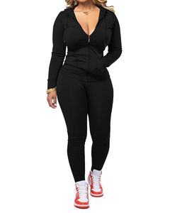 Conjunto Deportivo de Dos Piezas Transpirable para Mujer, Sudadera con Cierre y Cuello Redondo de Manga Larga, Ropa Deportiva, 100% Poliéster - Product Image 1