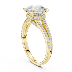 Anillos de compromiso de diamantes con vástago dividido, oro macizo de 14K, diamante cultivado en laboratorio de 2.5 CT, corte brillante redondo, colección de joyería. - Product Image 3