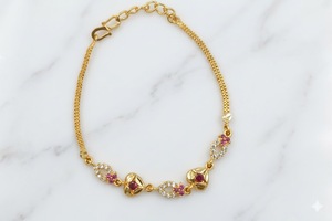 Divyoro Geometric <b>Ruby</b> CZ Chain <b>Bracelet</b> Women's Gold Plated Classic Everyday Wear Bezel Setting Wedding Party Orissa Certified - Product Image 4