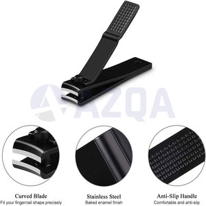 Ensemble de coupe-ongles en acier inoxydable avec revêtement noir et boîte de rangement en métal doré pour l'entretien professionnel des ongles - Product Image 5