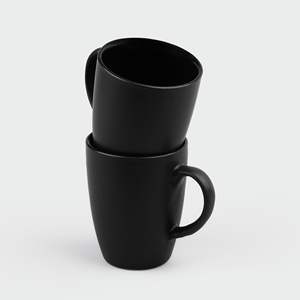 Juego de Café de Cerámica de Color Sólido, Moderno y de Lujo, 350 ml, Ecológico, Duradero, Portátil, Negro Mate, Marca Abhita, Hecho en India, para Oficina - Product Image 2