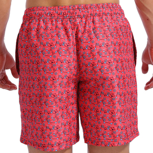 Shorts de bain imprimés pour hommes, shorts de plage rouges, shorts de bain à séchage rapide, taille élastique avec cordon de serrage, shorts de bain d'été, fournisseur OEM - Product Image 6