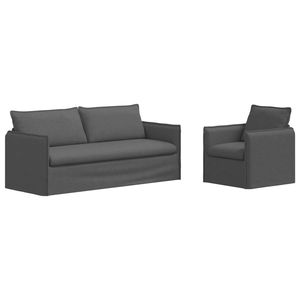 สีเทาเข้ม 196 X 82 X 85 ซม. ชุดโซฟาห้องนั่งเล่นผ้า 2 ชิ้น - Product Image 2