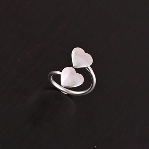 Modern Double-Heart <b>Adjustable</b> <b>Ring</b> for Women | Wedding & Party Occasions | 925 Sterling <b>Silver</b> - Product Image 4