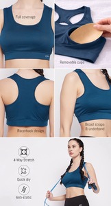 Sujetador deportivo transpirable de doble acolchado para mujer, de seda y algodón, para yoga, fitness y running, a prueba de golpes - Product Image 6