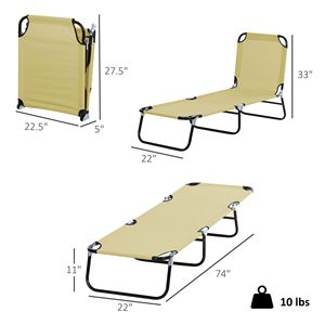 Sdraio Pieghevole da Piscina con 5 Livelli di Reclinazione, Telaio in Acciaio, per Prendere il Sole all'Aperto - Product Image 3