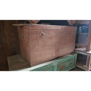 Caja de almacenamiento decorativa de madera grande rústica artesanal - Product Image 1