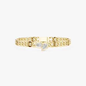 Pulsera de Oro Amarillo de 14K con Diseño de Hoja y Diamantes Cultivados en Laboratorio - Product Image 1