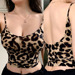 Premium Quality Luxury Wholesale <b>Leopard</b> <b>Print</b> Scoop Neck <b>Crop</b> Cami Women Y2K Streetwear <b>Top</b> Supply for Boutiques women's shirt - Product Image 5