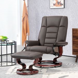 Poltrona Reclinabile Elettrica con Base Girevole, Schienale Alto Regolabile in Ecopelle Marrone, Arredamento per Soggiorno - Product Image 2