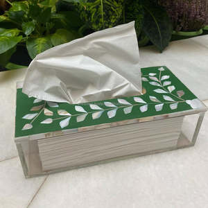 Boîte à mouchoirs en bois de luxe avec incrustation de coquillages faite à la main élégant porte-serviettes pour salon et bureau décor de bureau - Product Image 6