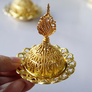 Quemador de incienso metálico al por mayor para Oriente Medio, quemador de Bakhoor de hierro dorado de arte árabe para Ramadán - Product Image 5