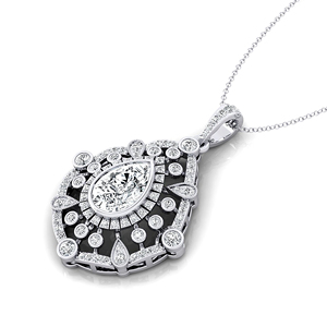 Pendentif solitaire en or massif 14K 18K avec diamant de laboratoire taille poire de 2 carats et halo de diamants d'appoint, certifié IGI, bijoux fins pour femmes - Product Image 5
